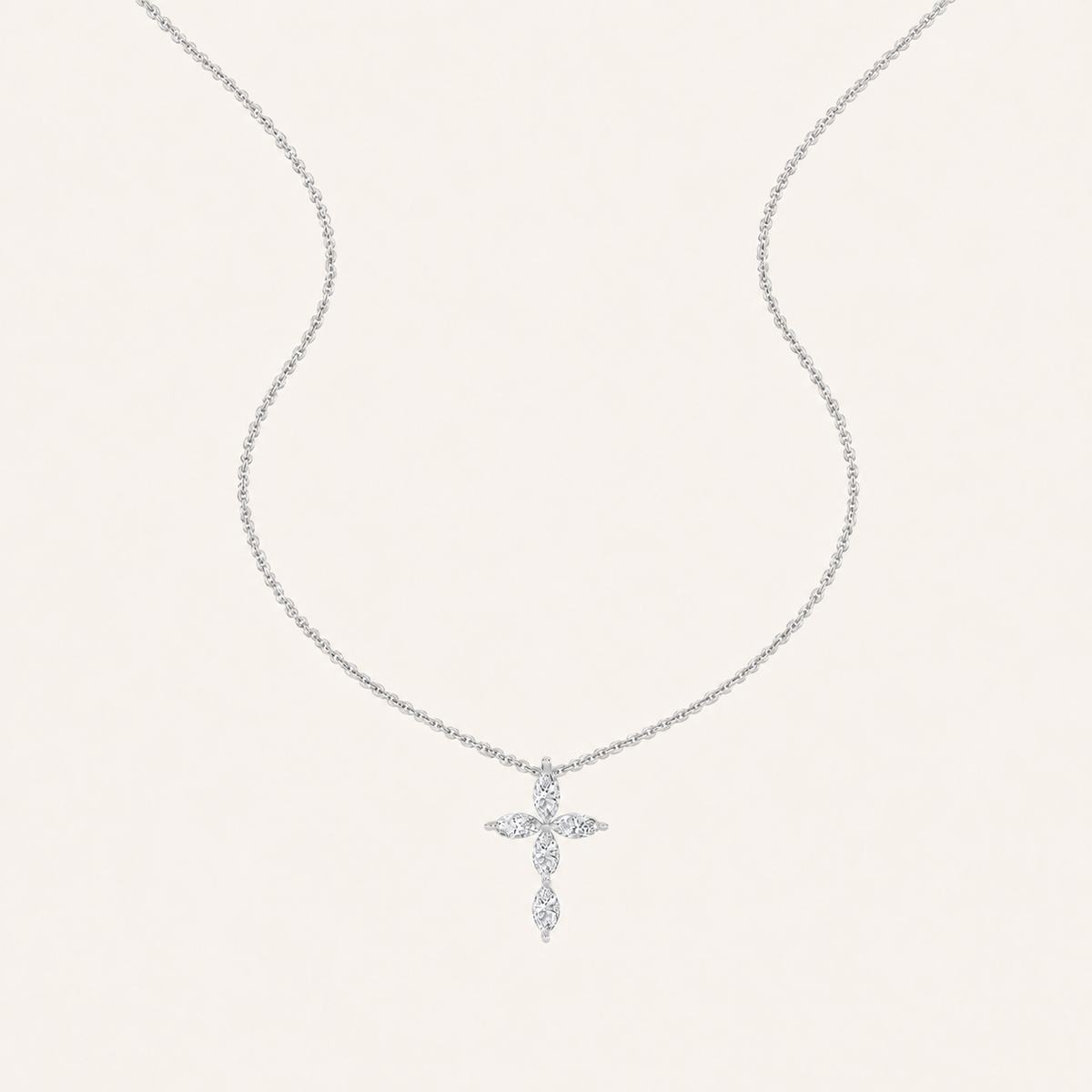 1.5CT Marquise Cut Lab Grown Diamond Pendant Cross Necklace