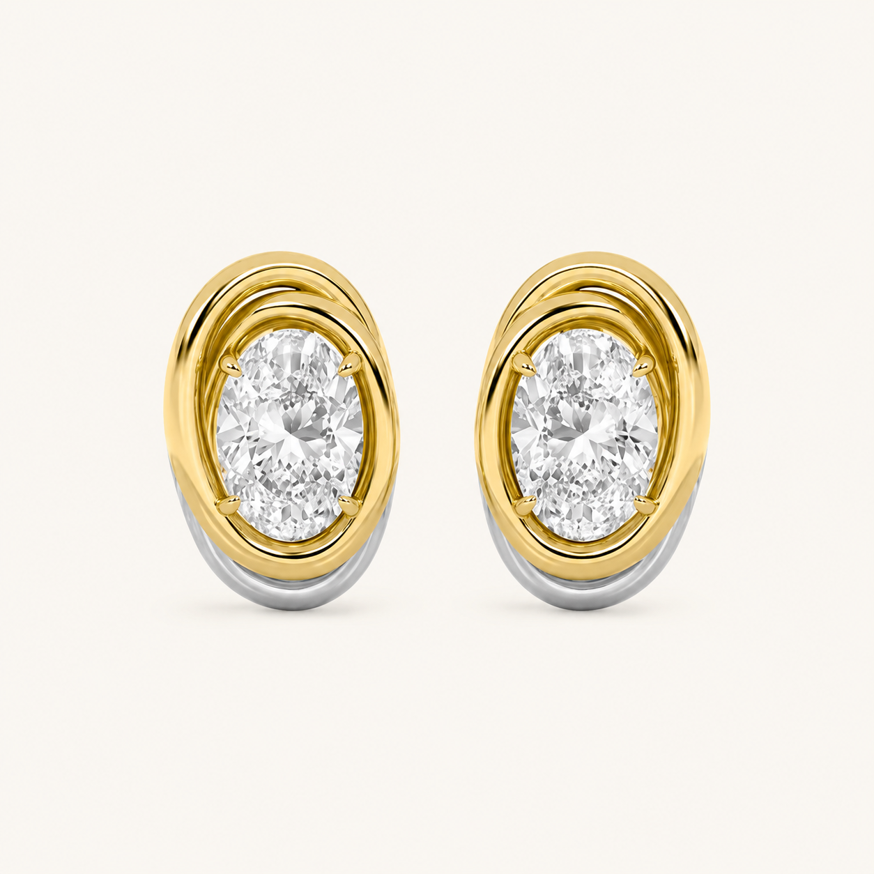 2CT Oval Cut Lab Grown Diamond Knot Earrings