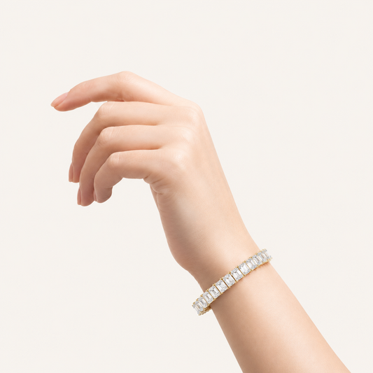 18.5CT Emerald Cut Lab Grown Diamond Tennis Bracelet