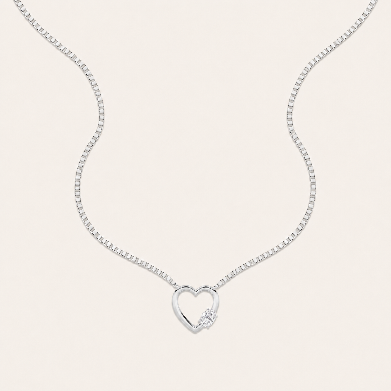 0.5CT Oval Cut Lab Grown Diamond Heart Shaped Pendant Necklace
