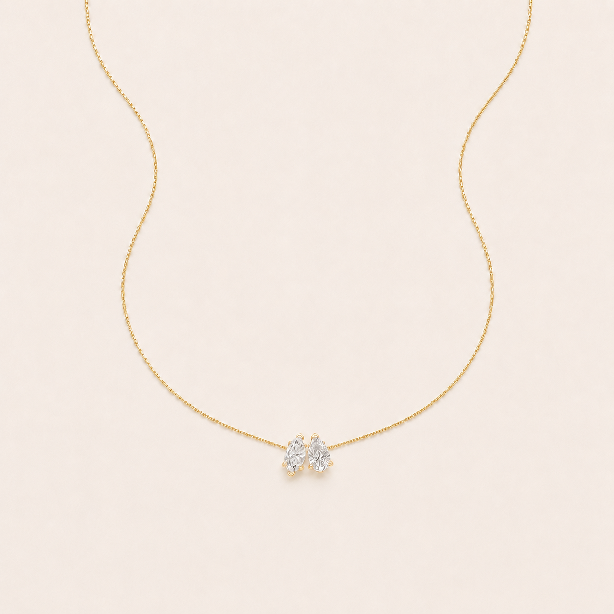 2.5CT Pear & Marquise Cut Lab Grown Diamond Two Stone Fancy Pendant Necklace