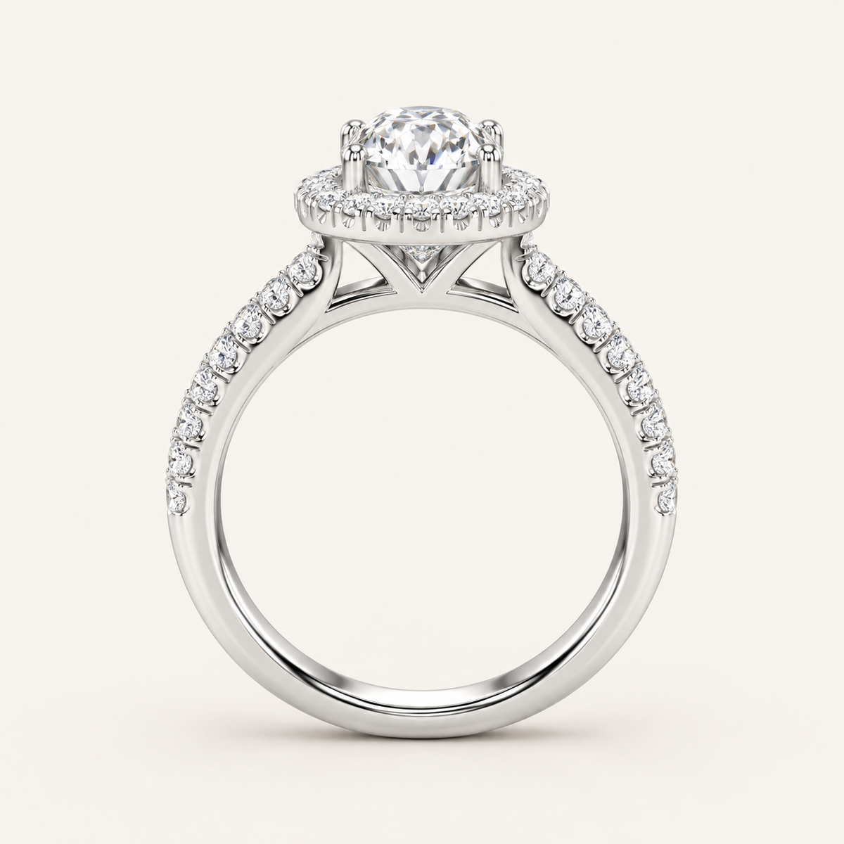 2.00CT Oval Cut lab Grown Diamond Halo Bridal Set