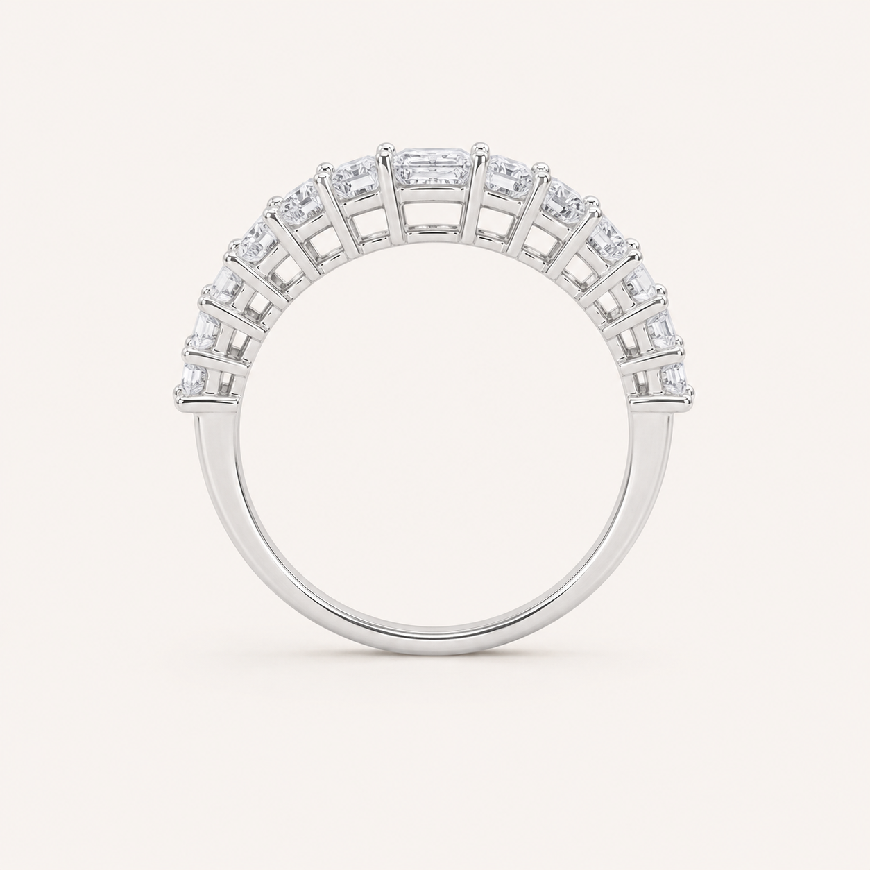 3.60 Ct Emerald Cut Lab Grown Diamond Split Prong Eternity Ring