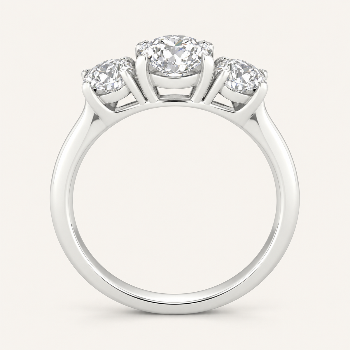 3.00CT Round Lab Grown Diamond Three Stone Ring