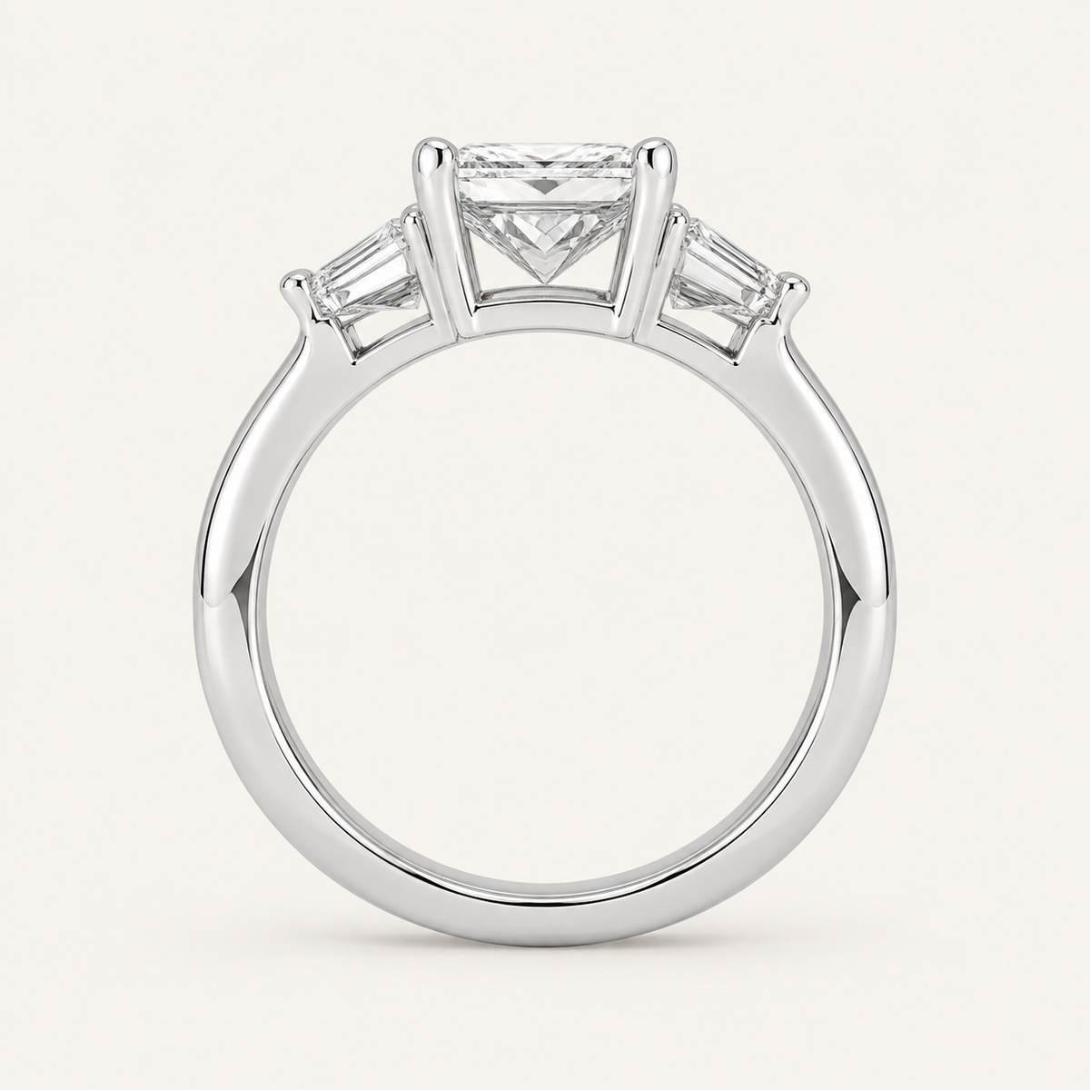 2.76CT Radiant Cut Lab Grown Diamond Three Stone Ring