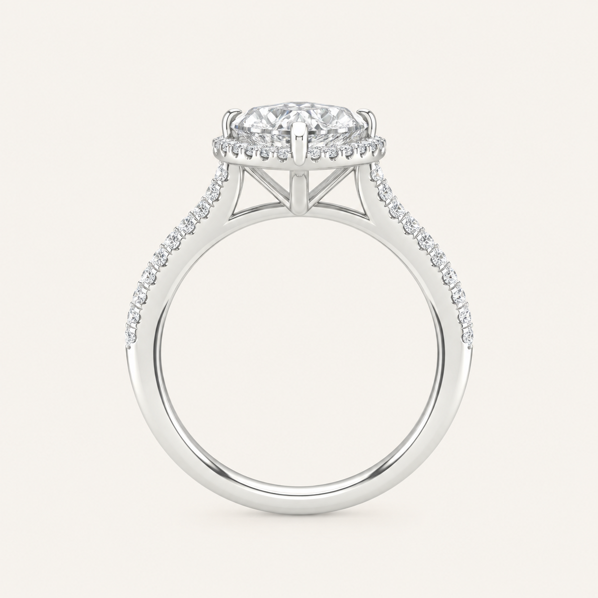 1.75CT Pear Cut Lab Grown Diamond Halo Side Stone Ring