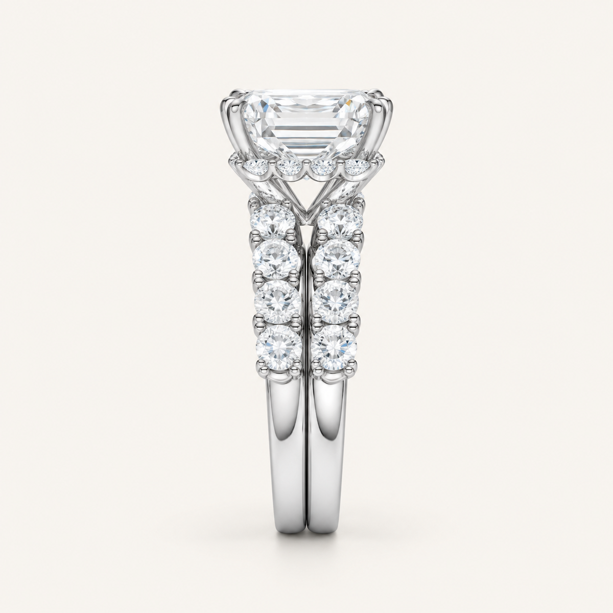 5.00CT Emerald Cut Lab Grown Diamond Bridal Set