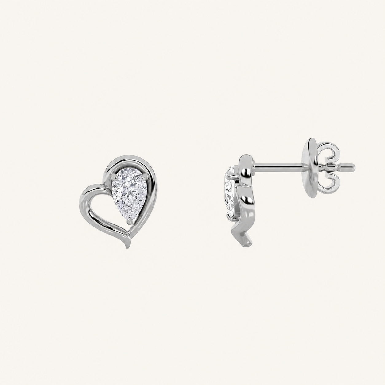 0.5CT Pear Cut Lab Grown Diamond Heart Shaped Earrings