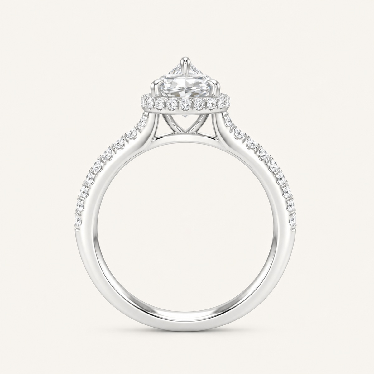 1.25CT Pear Cut Lab Grown Diamond Halo Side Stone Ring