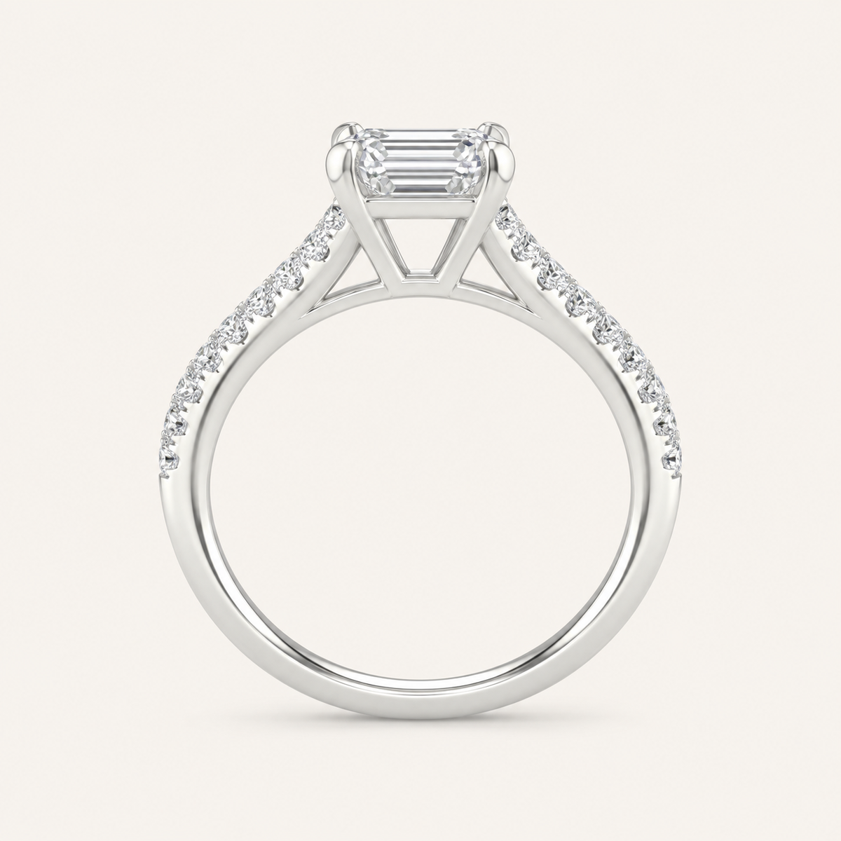 2.25CT Emerald Cut Lab Grown Diamond Side Stone Ring