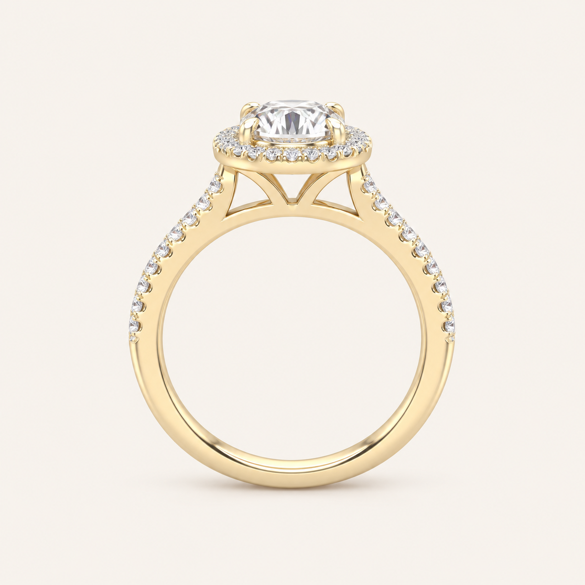 2.25CT Oval Cut Lab Grown Diamond Halo Side Stone Ring