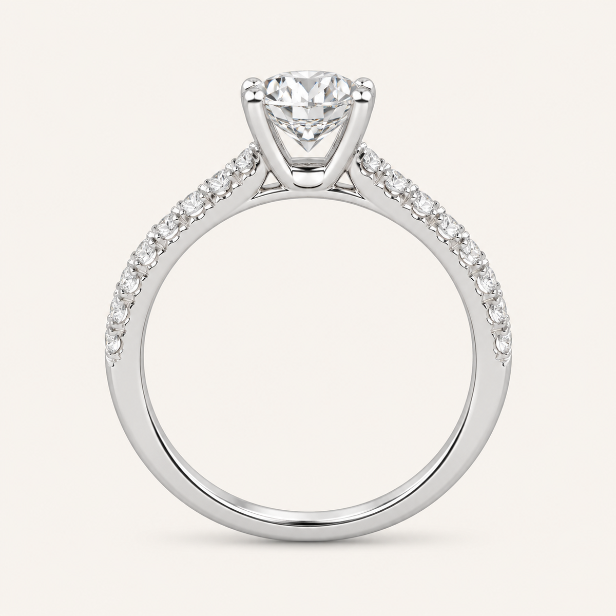 1.00CT Round Cut Lab Grown Diamond Hidden Halo Side Stone Ring