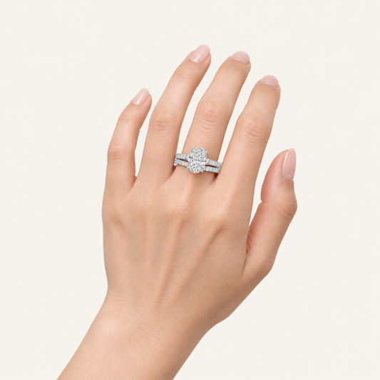 2.33CT Oval Cut Lab Grown Diamond Bridal Set