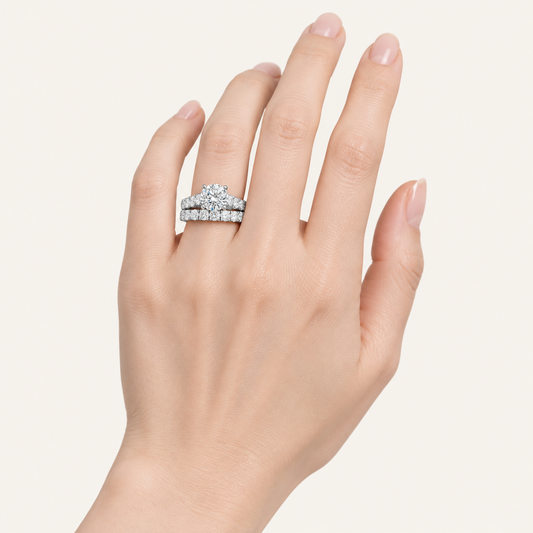 2.40CT Round Cut Lab Grown Diamond Bridal Set