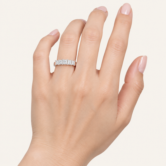 5.00CT Princess Cut Lab Grown Diamond Enhancer Band Ring