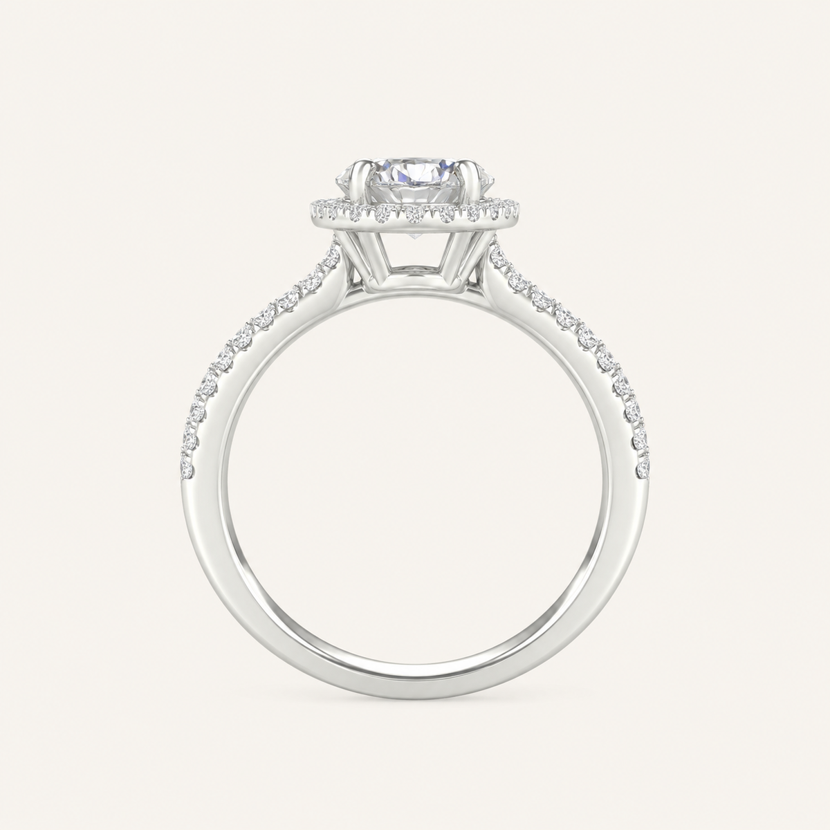 1.75CT Oval Cut Lab Grown Diamond Halo Side Stone Ring