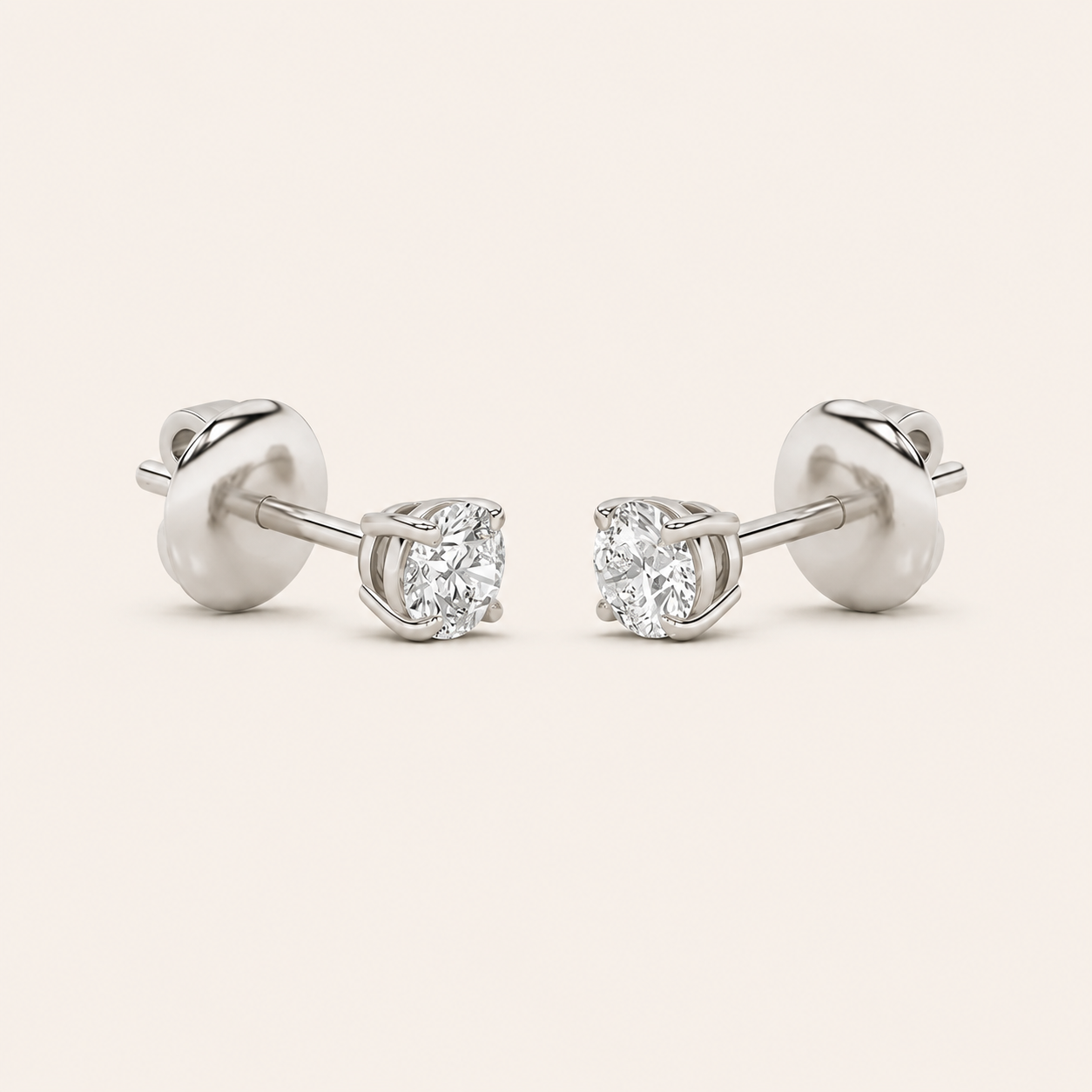 2CT Round Cut Lab Grown Diamond Classic Basket Set Stud Earrings