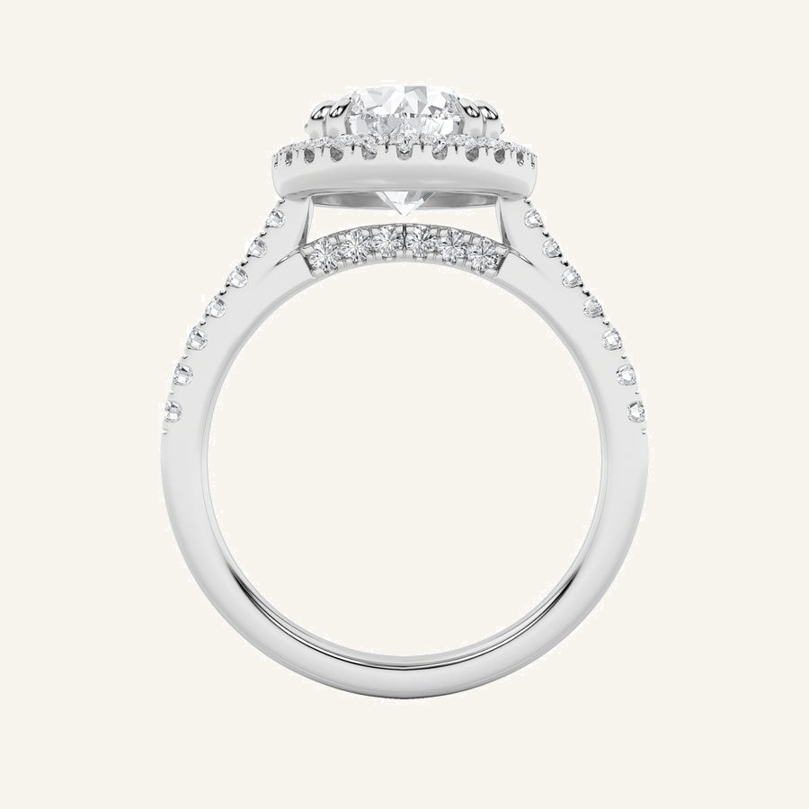 3CT Round Cut Lab Grown Diamond Halo Engagement Ring