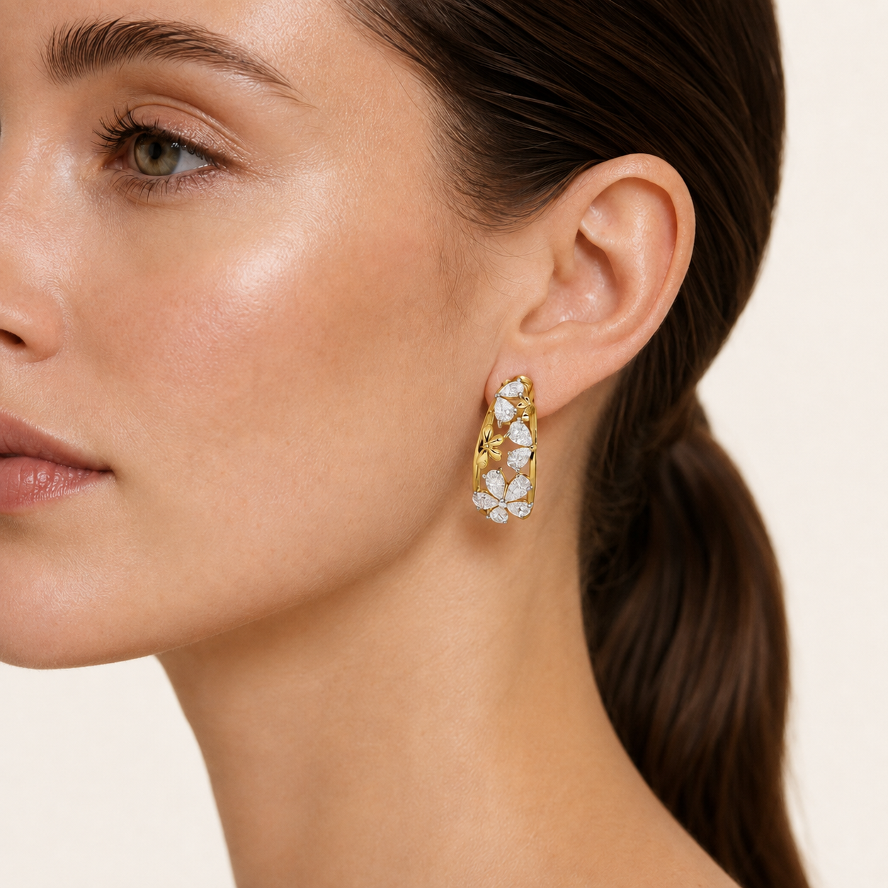 4.5CT Pear Cut Lab Grown Diamond Fancy Flower Earrings