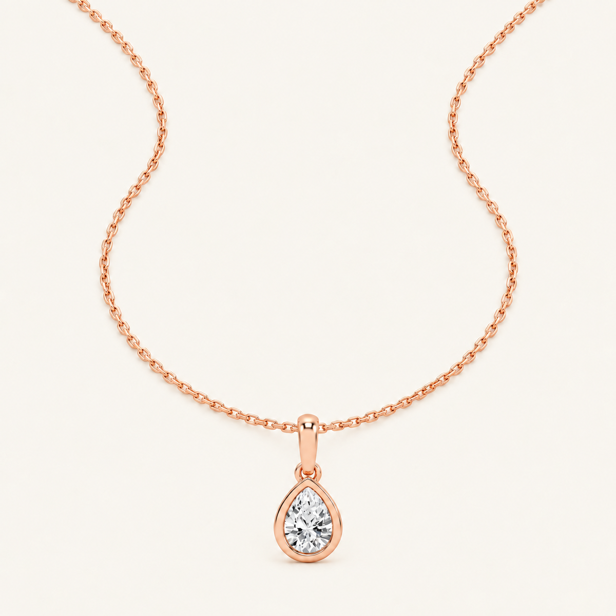 0.50CT Pear Cut Lab Grown Diamond Pendant Necklace