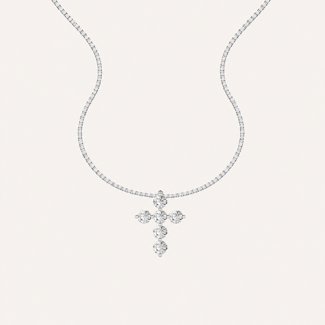 1.5CT Round Cut Lab Grown Diamond Pendant Cross Necklace