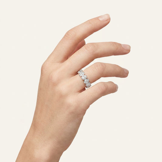 2.4CT Oval Cut Lab Grown Diamond Eternity Ring