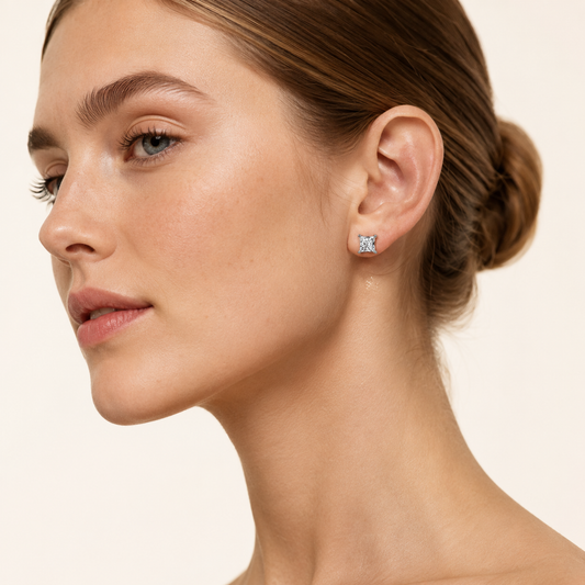 2.00 CT Princess Cut Lab Diamond Diamond Earrings