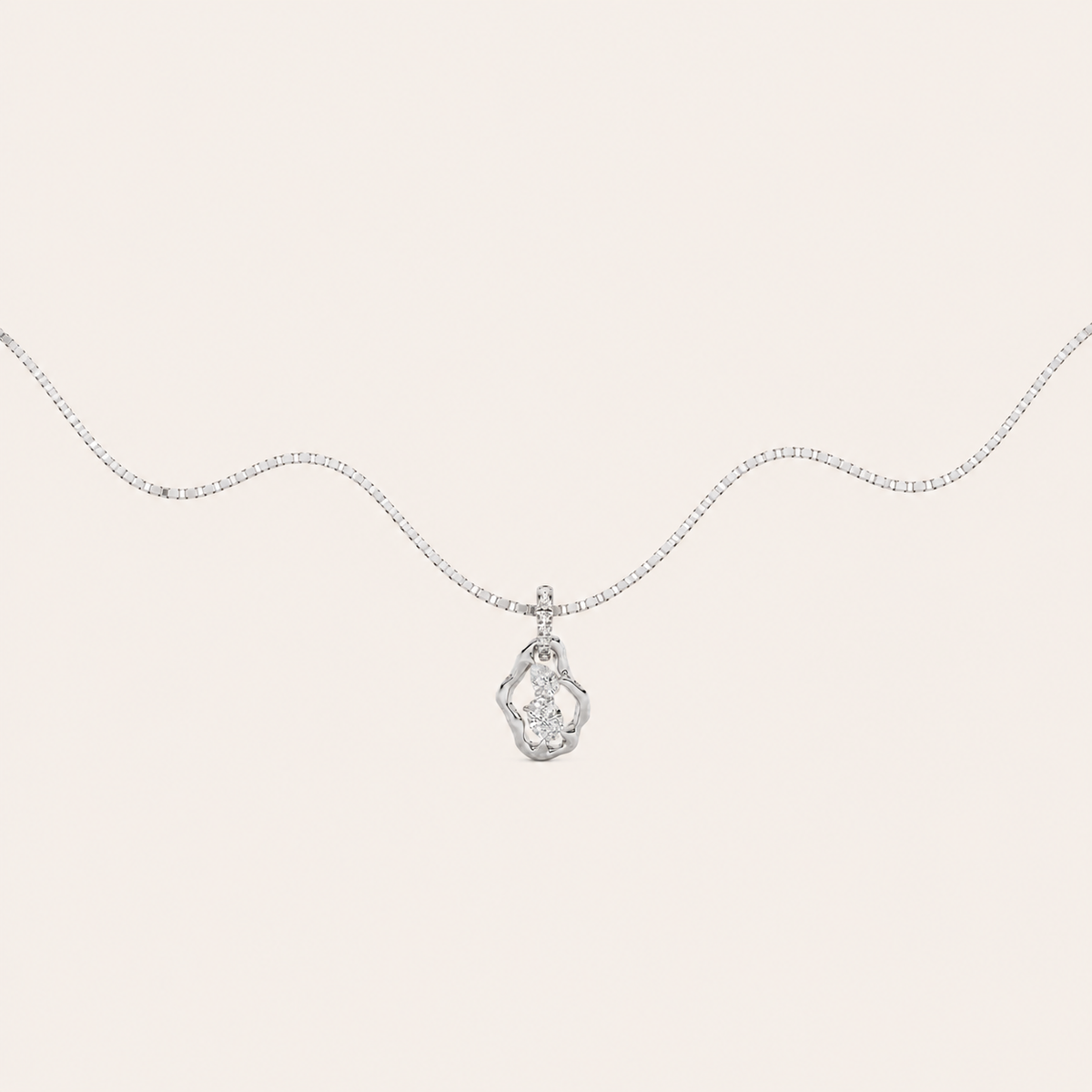 1CT Oval and Pear Cut Lab Grown Diamond Organic Design Pendant Necklace