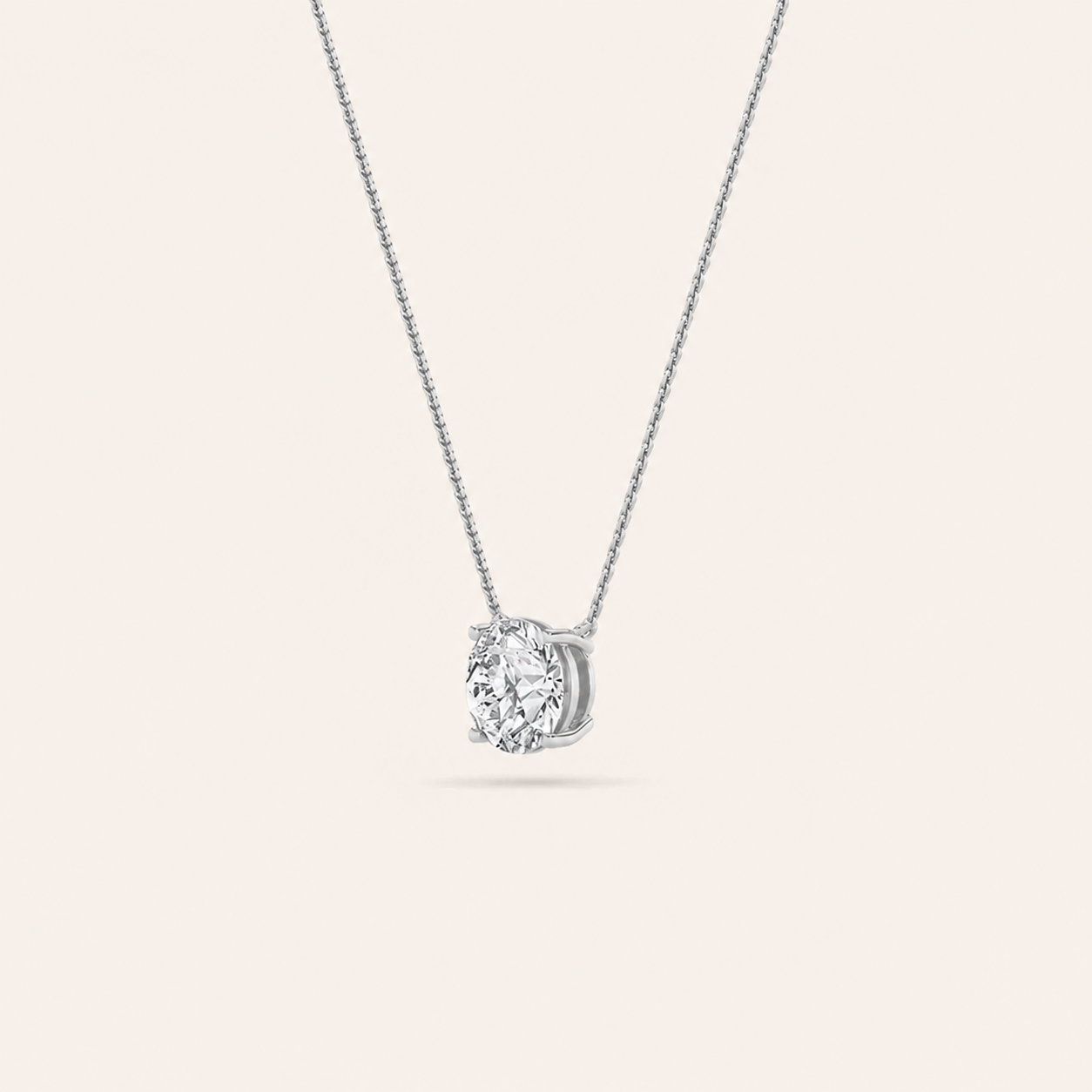 2.5CT Round Cut Lab Grown Diamond Pendant Necklace