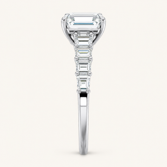 7.00CT Emerald Cut Lab Grown Diamond Cluster Ring