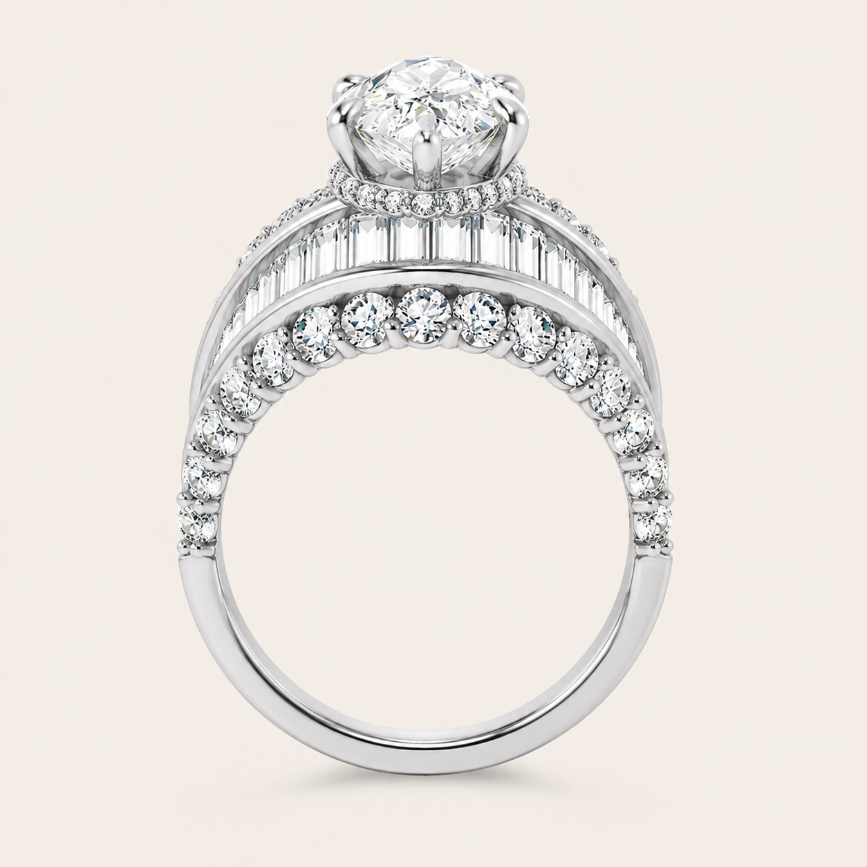 77.33CT Pear Cut Lab Grown Diamond Cluster Ring