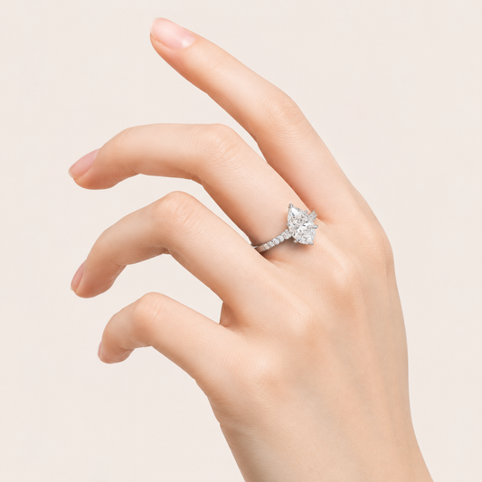 1.40CT Pear Cut Lab Grown Diamond Side Stone Ring