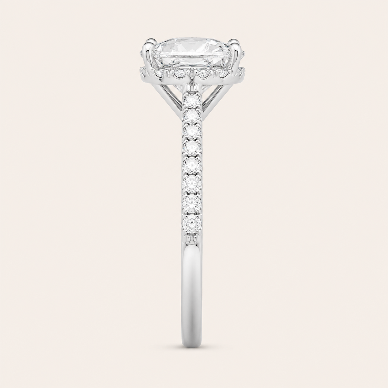 1.40CT Pear Cut Lab Grown Diamond Side Stone Ring