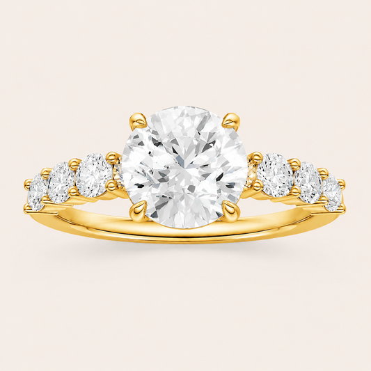 2.75CT Round Cut Lab Grown Diamond Side Stone Ring
