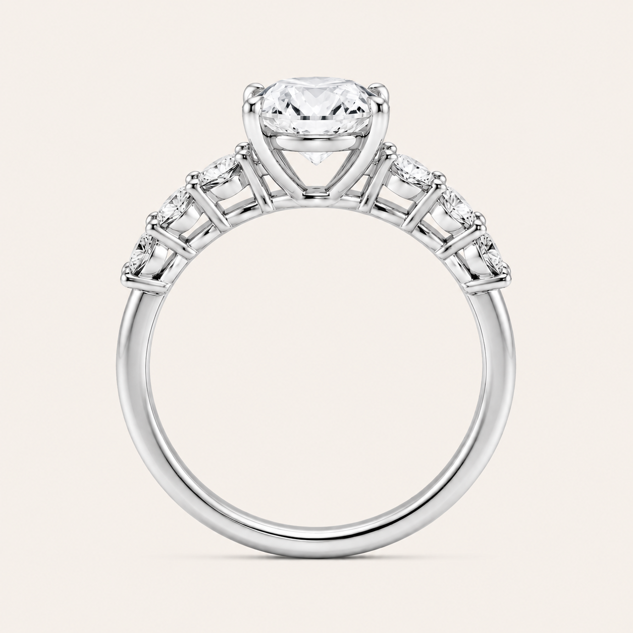 3.00CT Round Cut Lab Grown Diamond Side Stone Ring