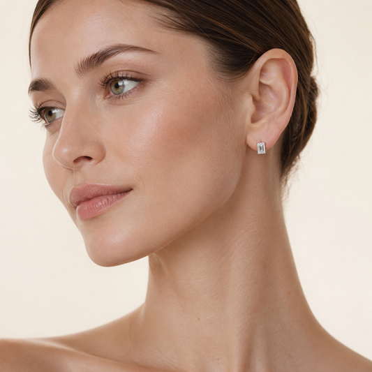 0.50CT Emerald Cut Lab Grown Diamond Earrings