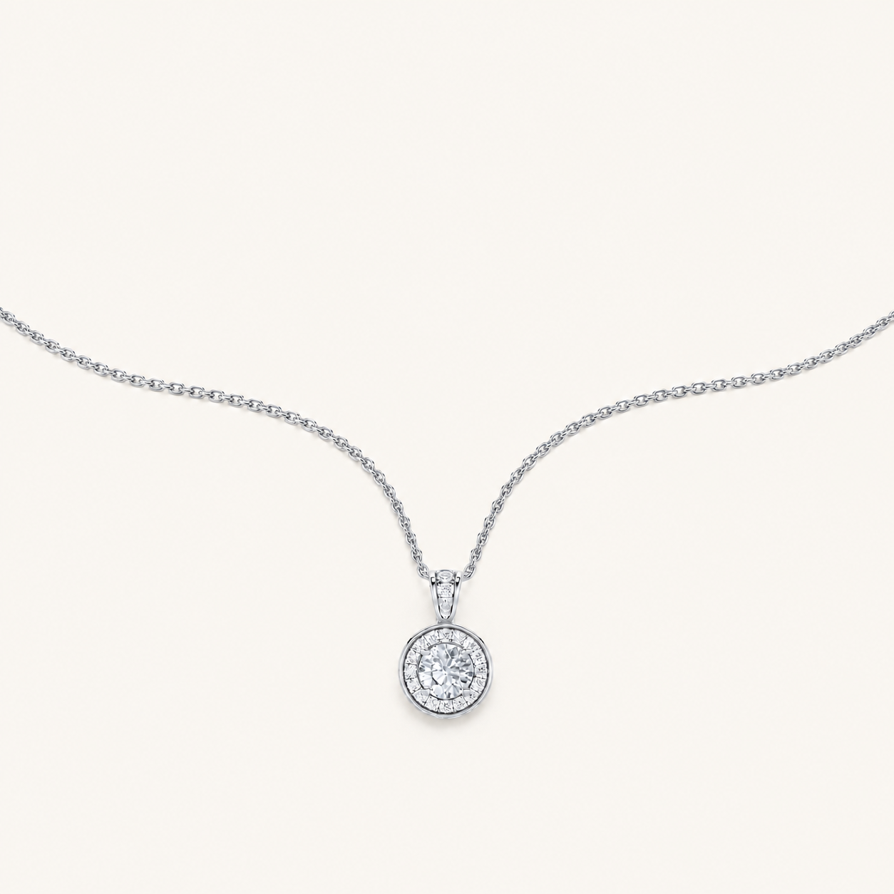 1.25CT Round Cut Lab Grown Diamond Halo Pendant Necklace