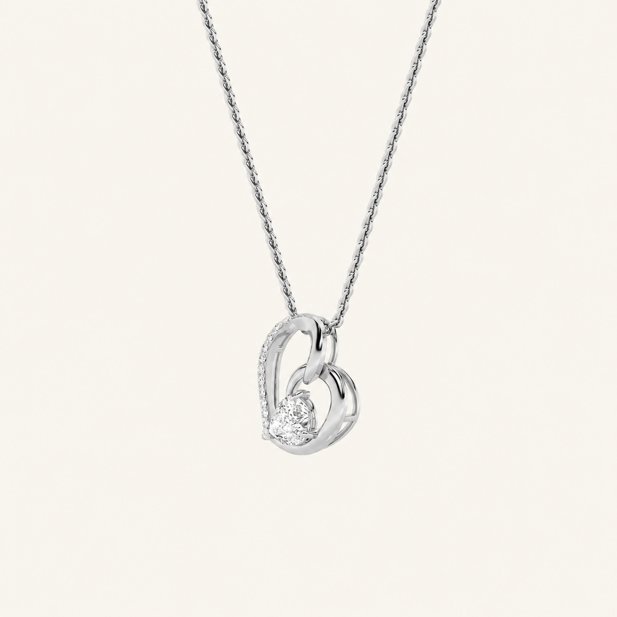 2CT Pear Cut Lab Grown Diamond Heart Shaped Pendant Necklace