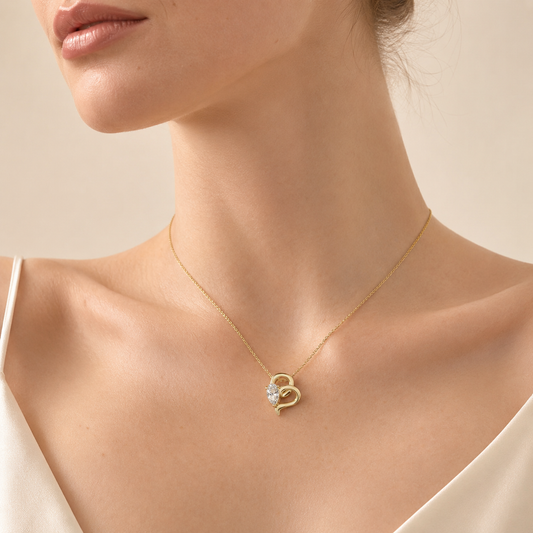 2CT Pear Cut Lab Grown Diamond Heart Shaped Pendant Necklace