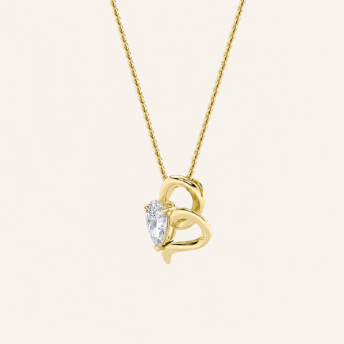 2CT Pear Cut Lab Grown Diamond Heart Shaped Pendant Necklace