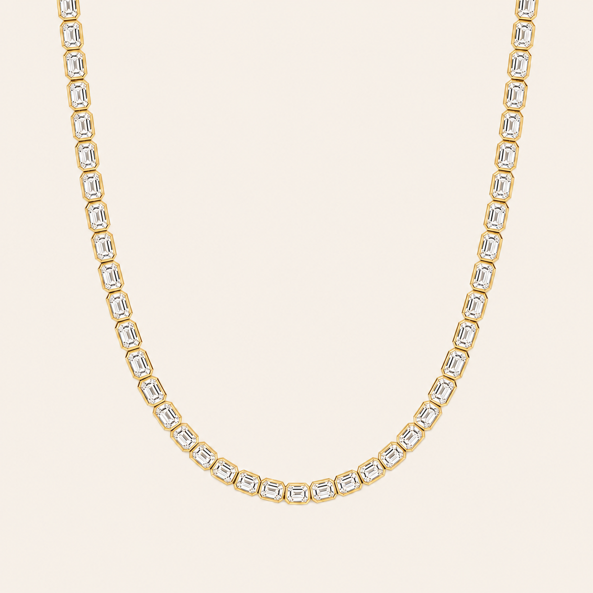 30CT Emerald Cut Lab Grown Diamond Tennis Necklace