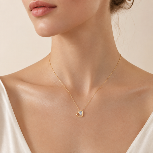 2CT Oval Cut Lab Grown Diamond Heart Shaped Pendant Necklace