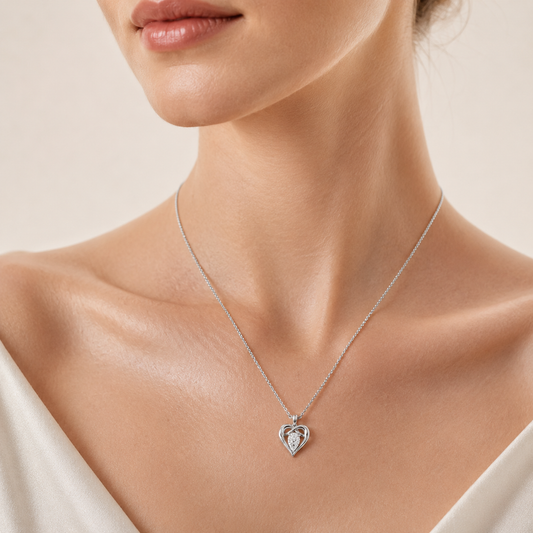 2CT Pear Cut Lab Grown Diamond Heart Shaped Pendant Necklace