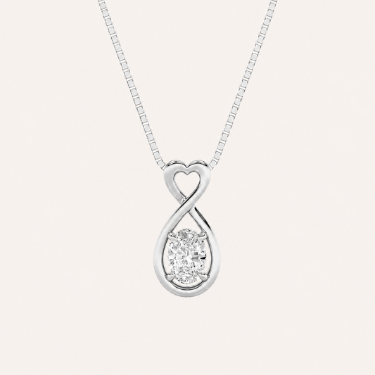 1CT Oval Cut Lab Grown Diamond Heart Fancy Pendant