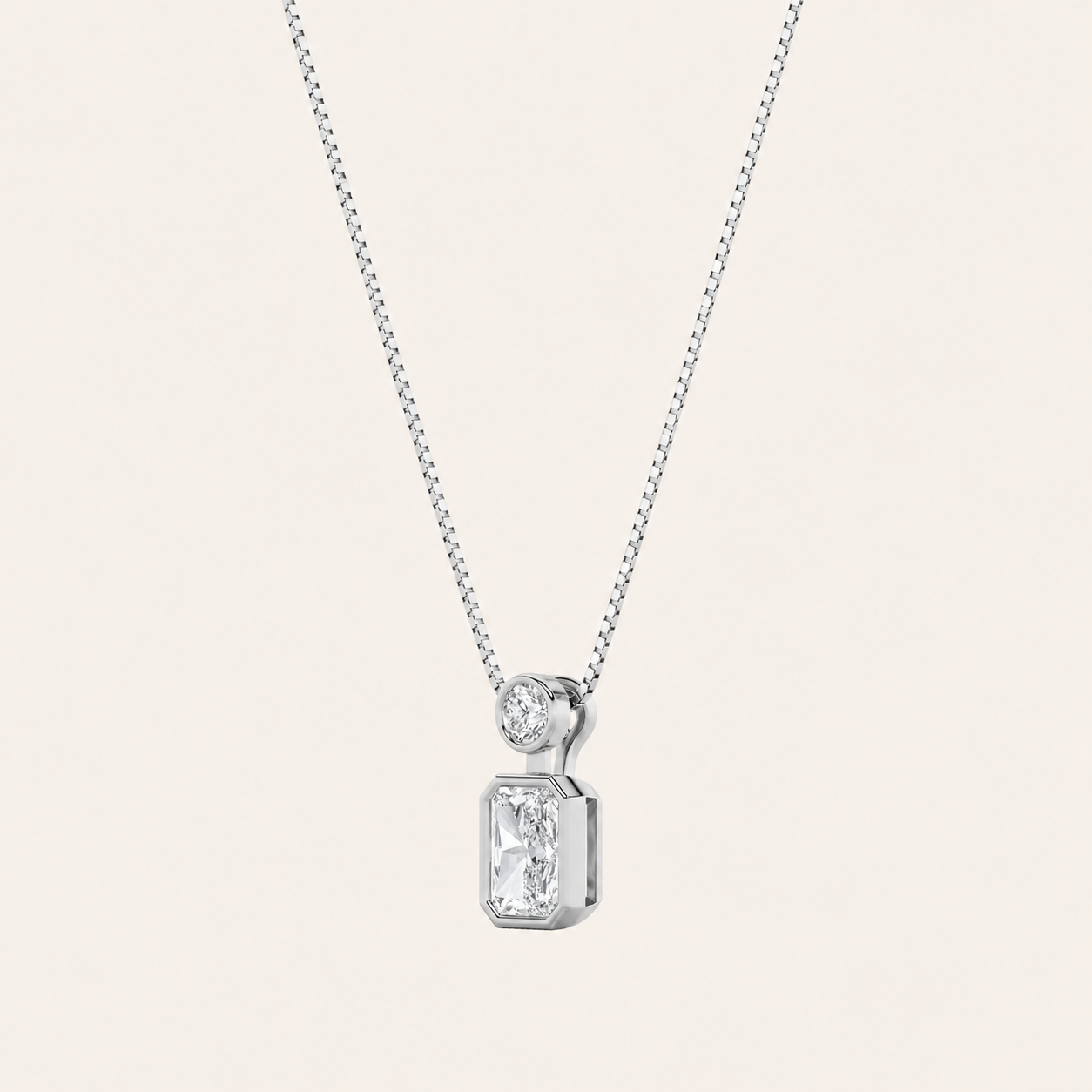 1CT Emerald Cut Lab Grown Diamond Toi et Moi Fashiion Pendant