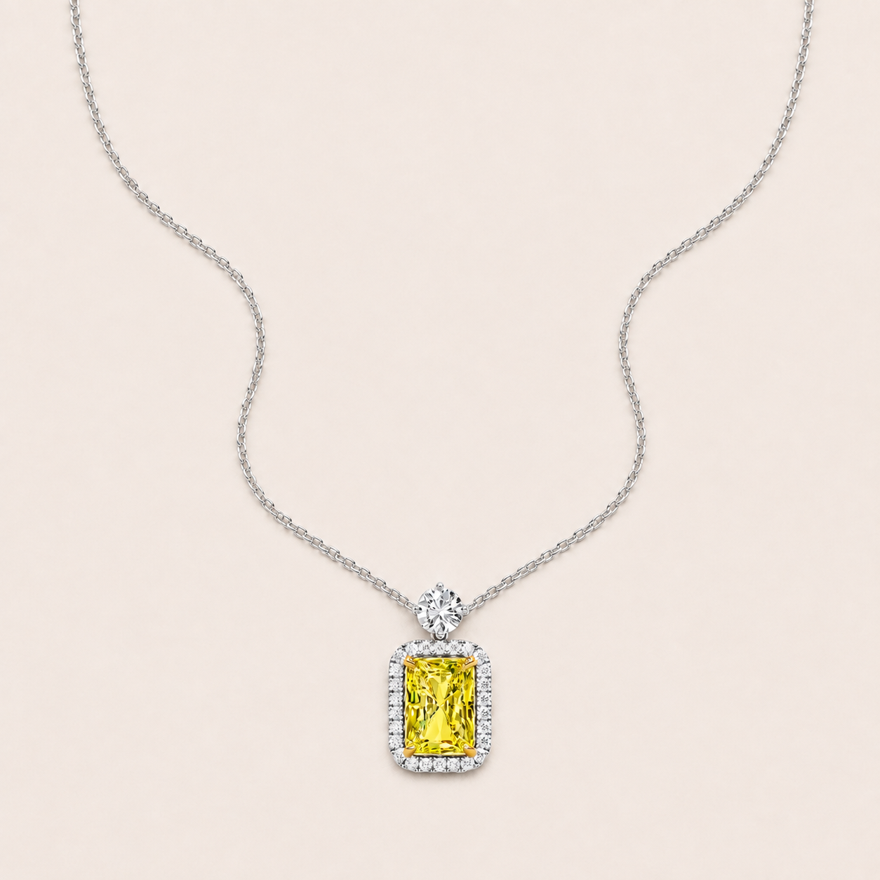 2.5CT Radiant Cut Lab Grown Diamond Pendant Necklace