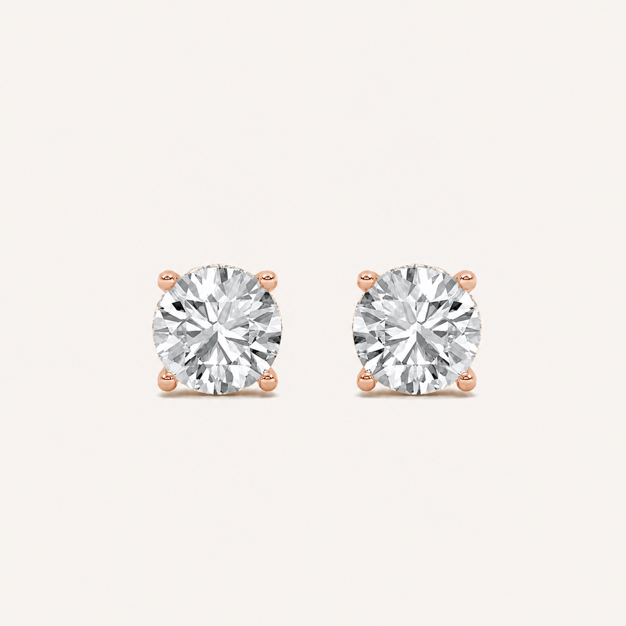 2CT Round Cut Lab Grown Diamond Hidden Halo Stud Earrings