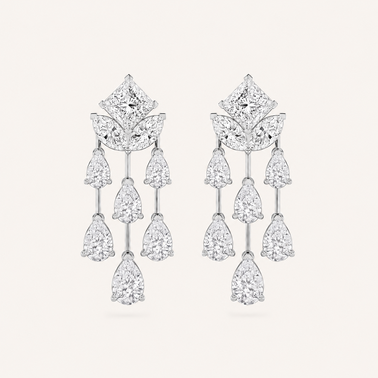 7CT Princess Cut Lab Grown Diamond Dangle Earrings