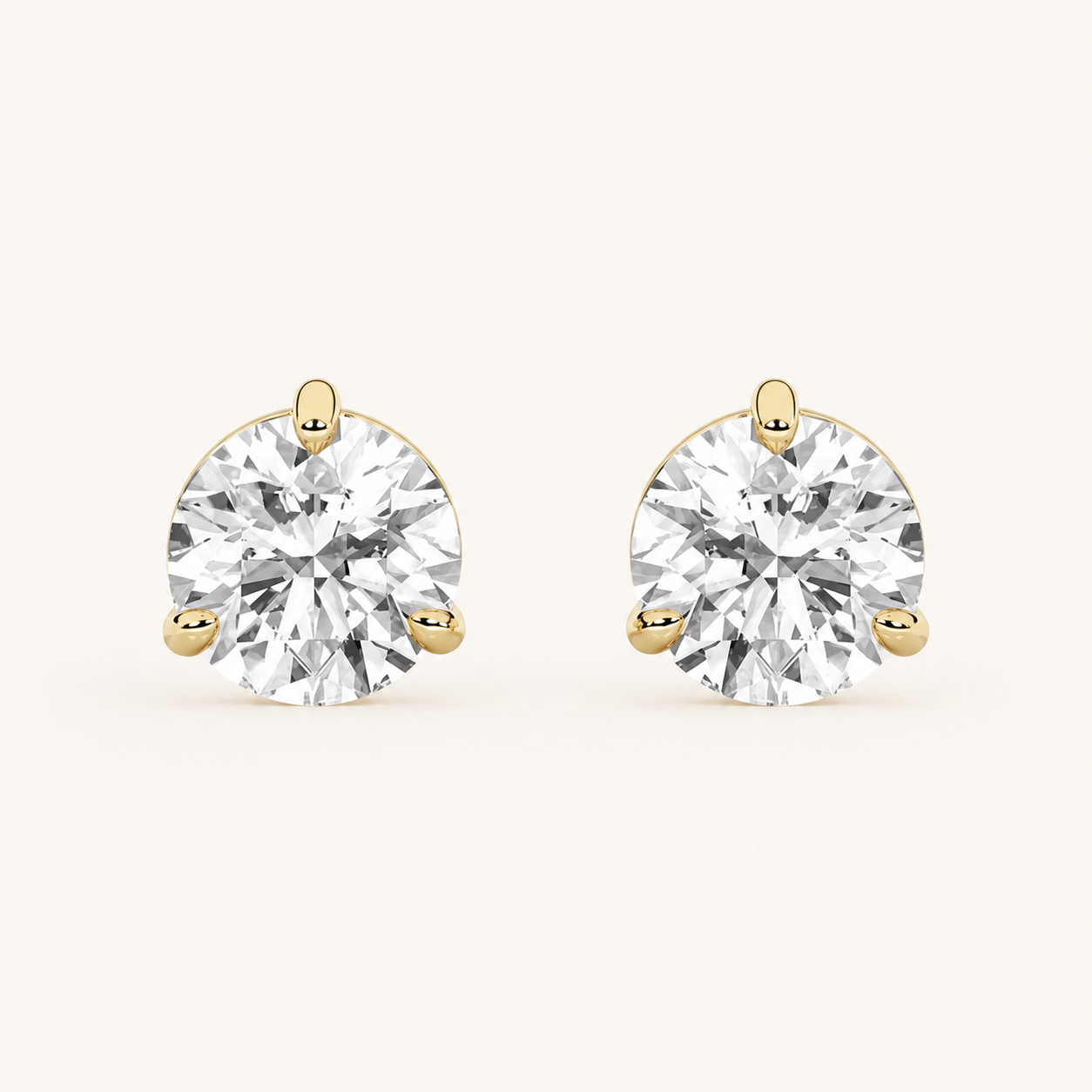 3CT Round Cut Lab Grown Diamond Classic Basket Set Stud Earrings