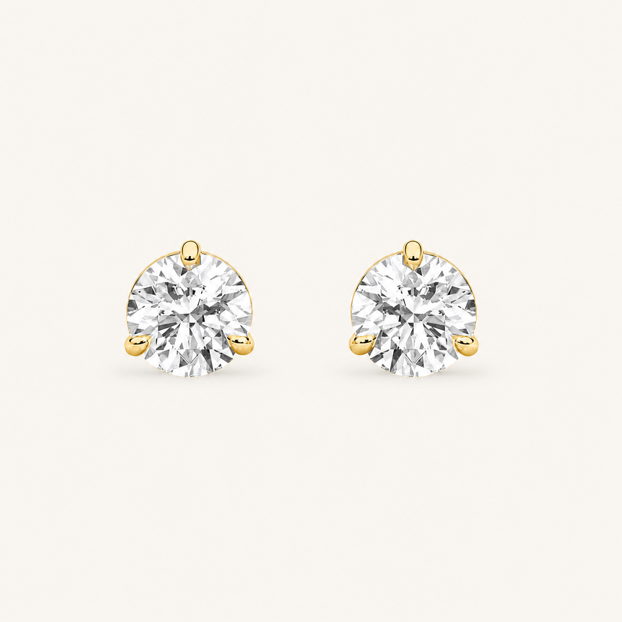 2CT Round Cut Lab Grown Diamond Classic Basket Set Stud Earrings